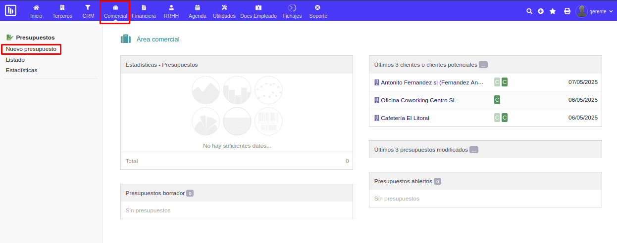 Dashboard de Comercial