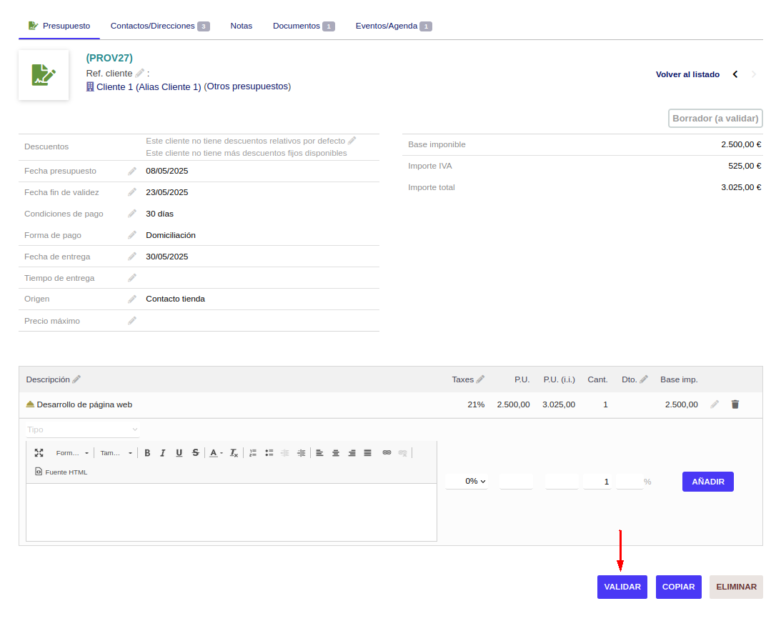 Líneas de presupuesto