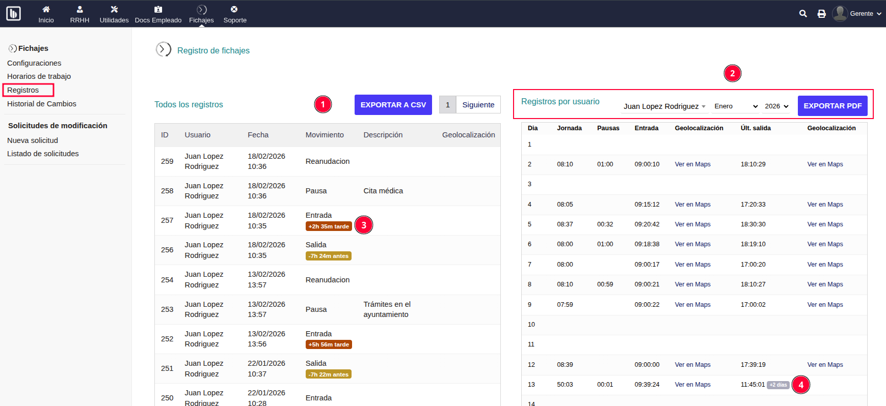 Visualización de registros