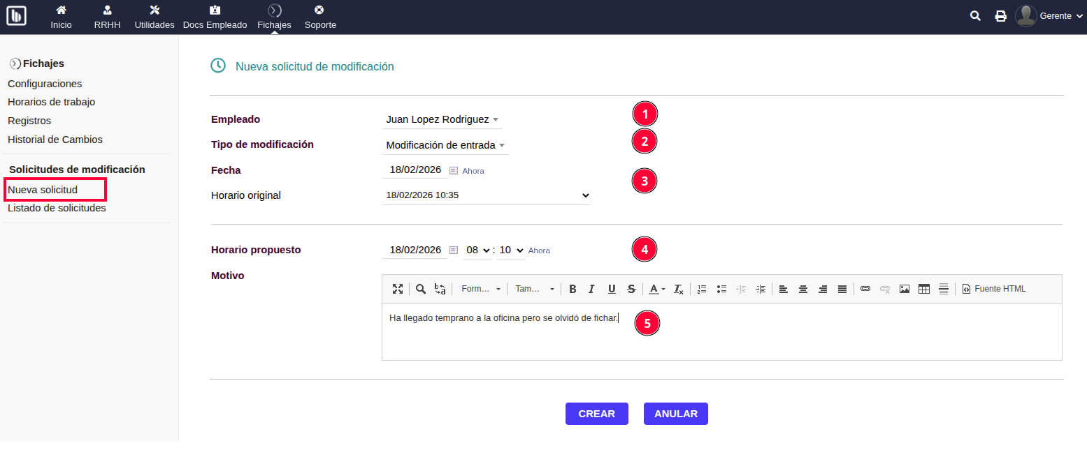 Modificación de registros