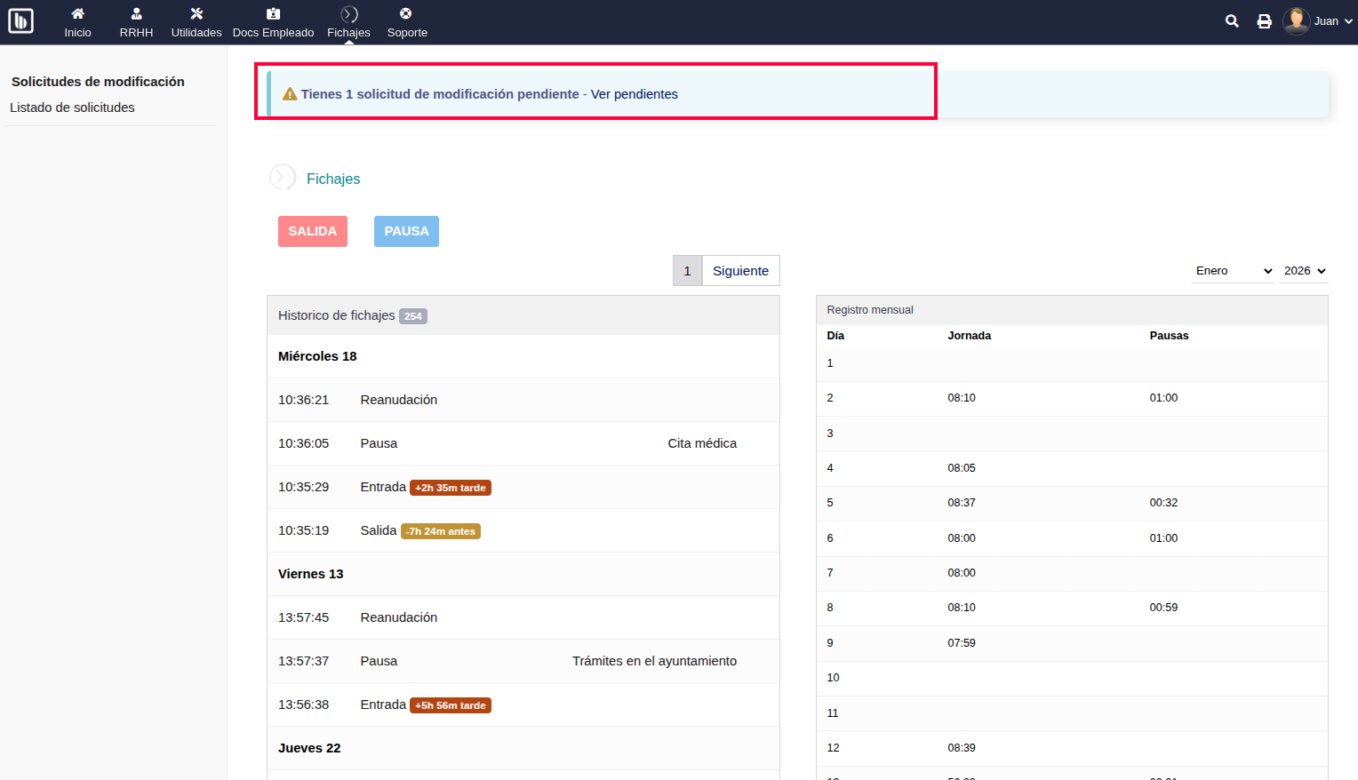 Notificación empleado