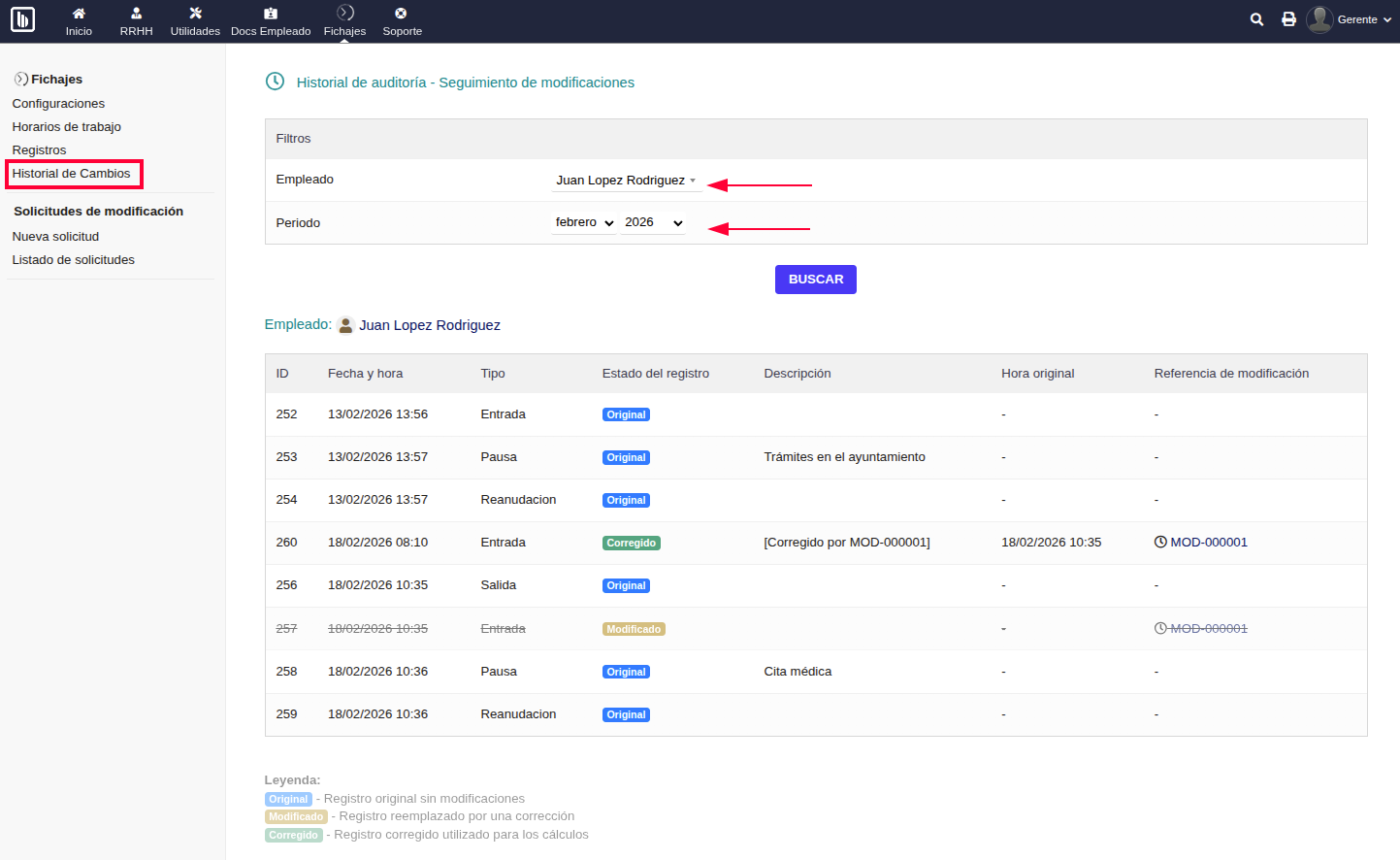 Historial de cambios
