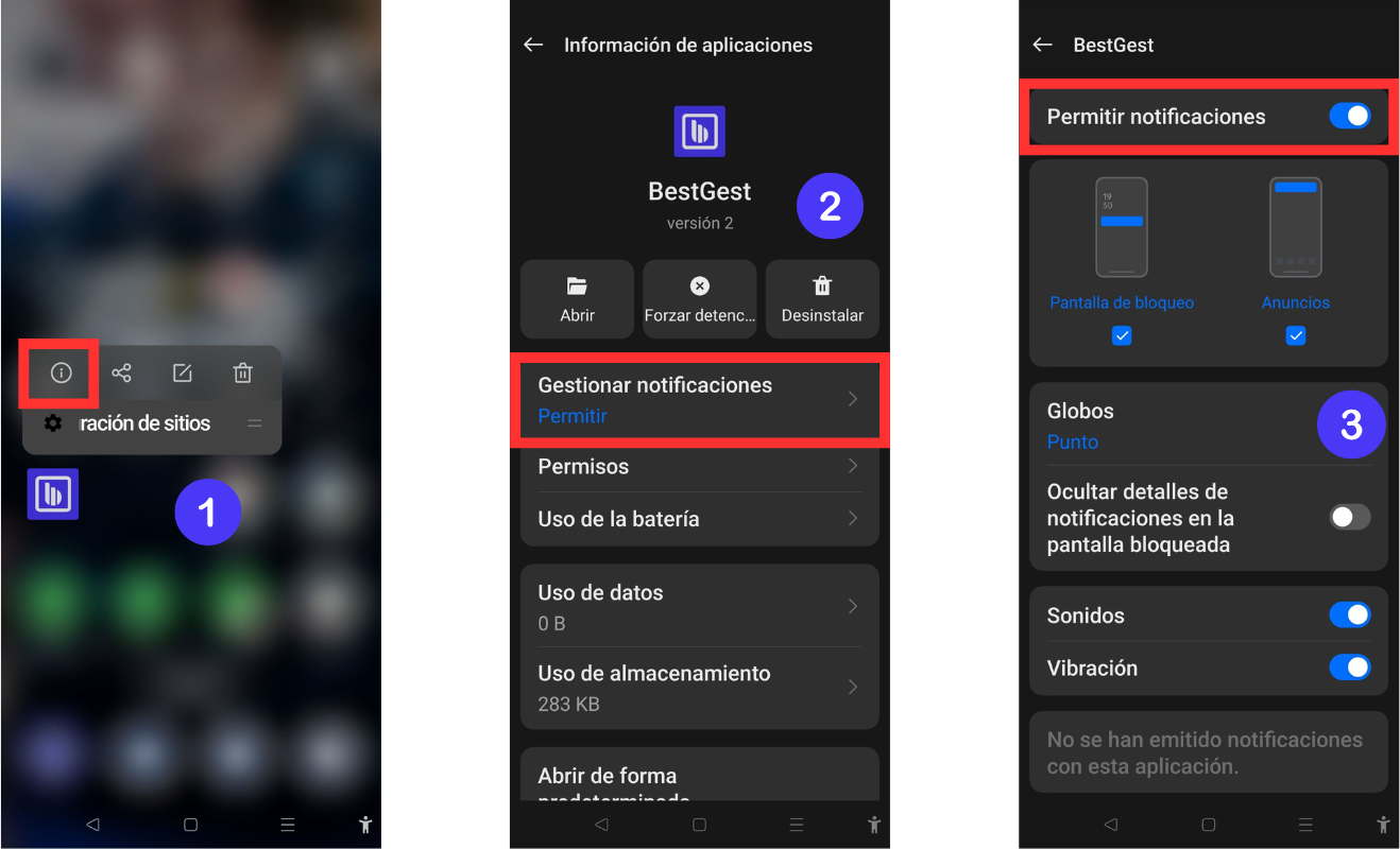 Configuración para activar notificaciones en el móvil
