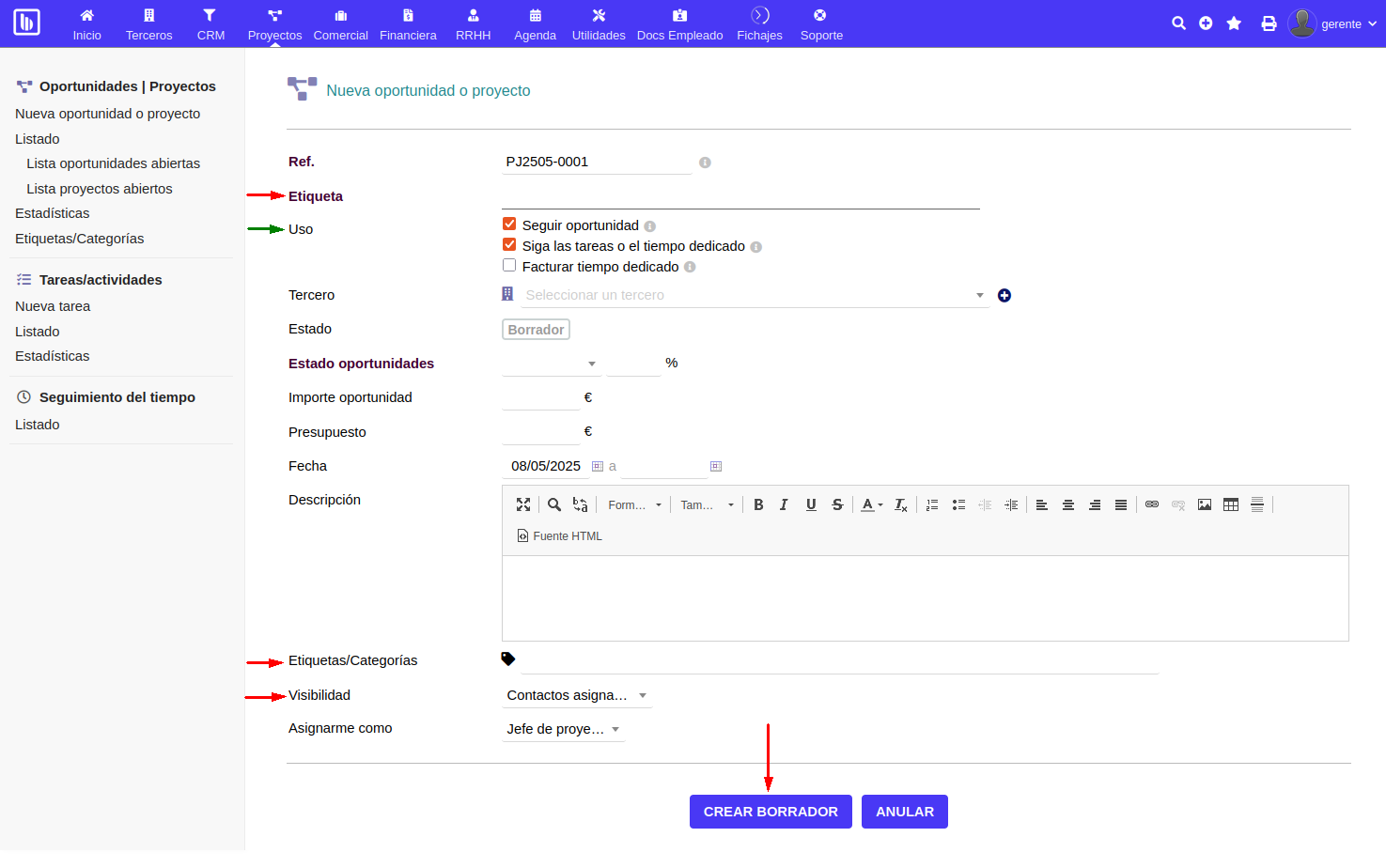 Creación de proyecto