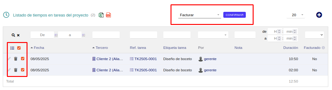 Facturación de tiempo dedicado